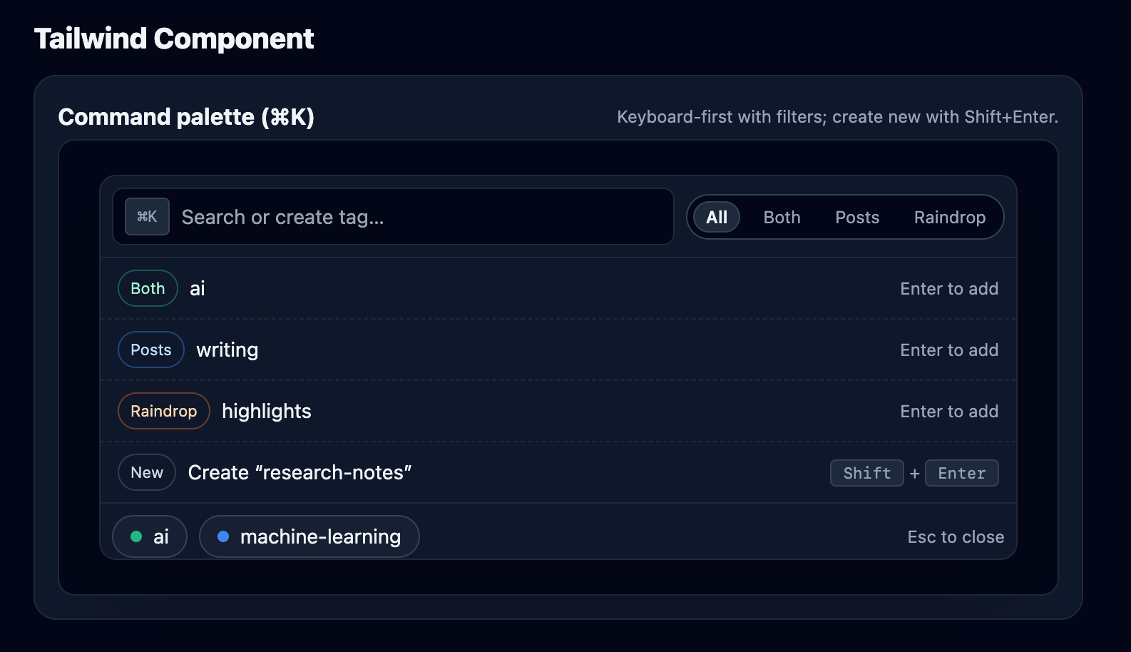 blog tags component